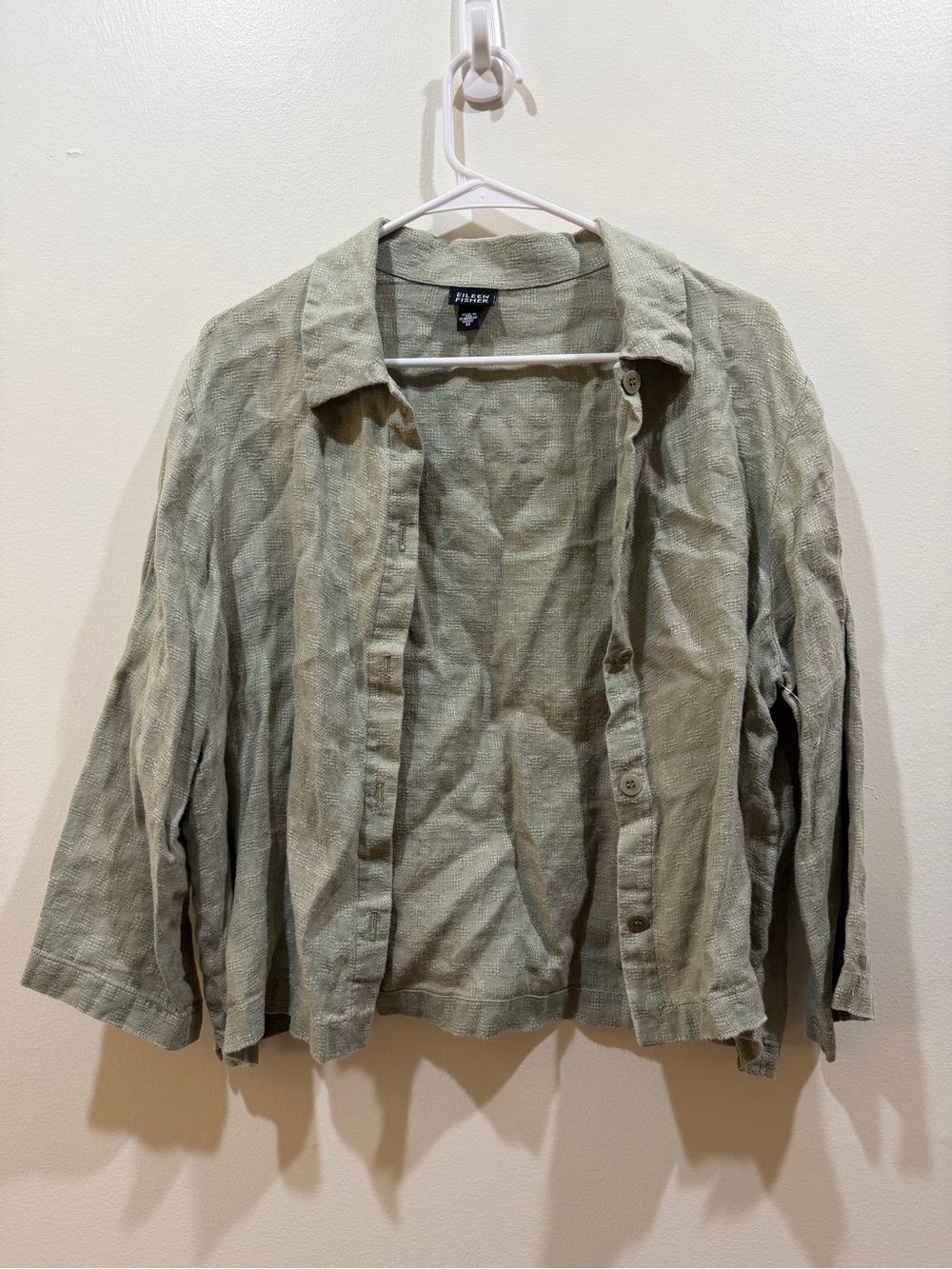 Eileen Fisher Sage Green Linen Button Up Size Medium